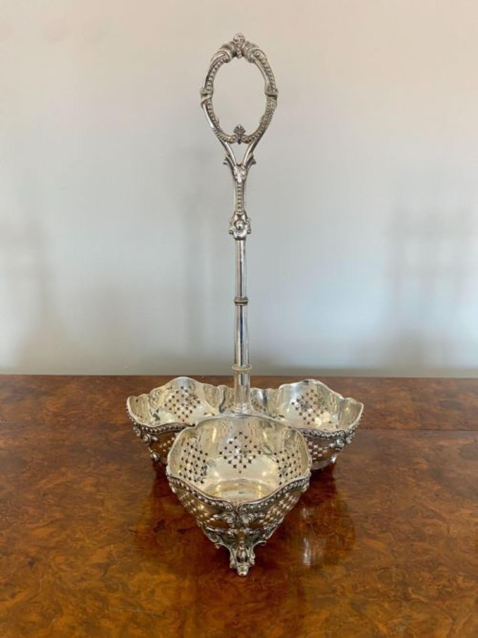19th Century Antique Victorian quality cut glass decanters & original silver plated stand  For Sale