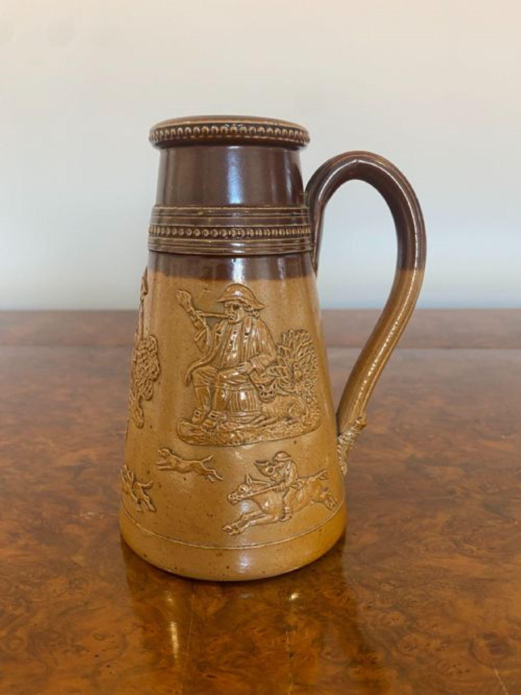 Antique Victorian Quality Doulton Lambeth Jug In Good Condition For Sale In Ipswich, GB