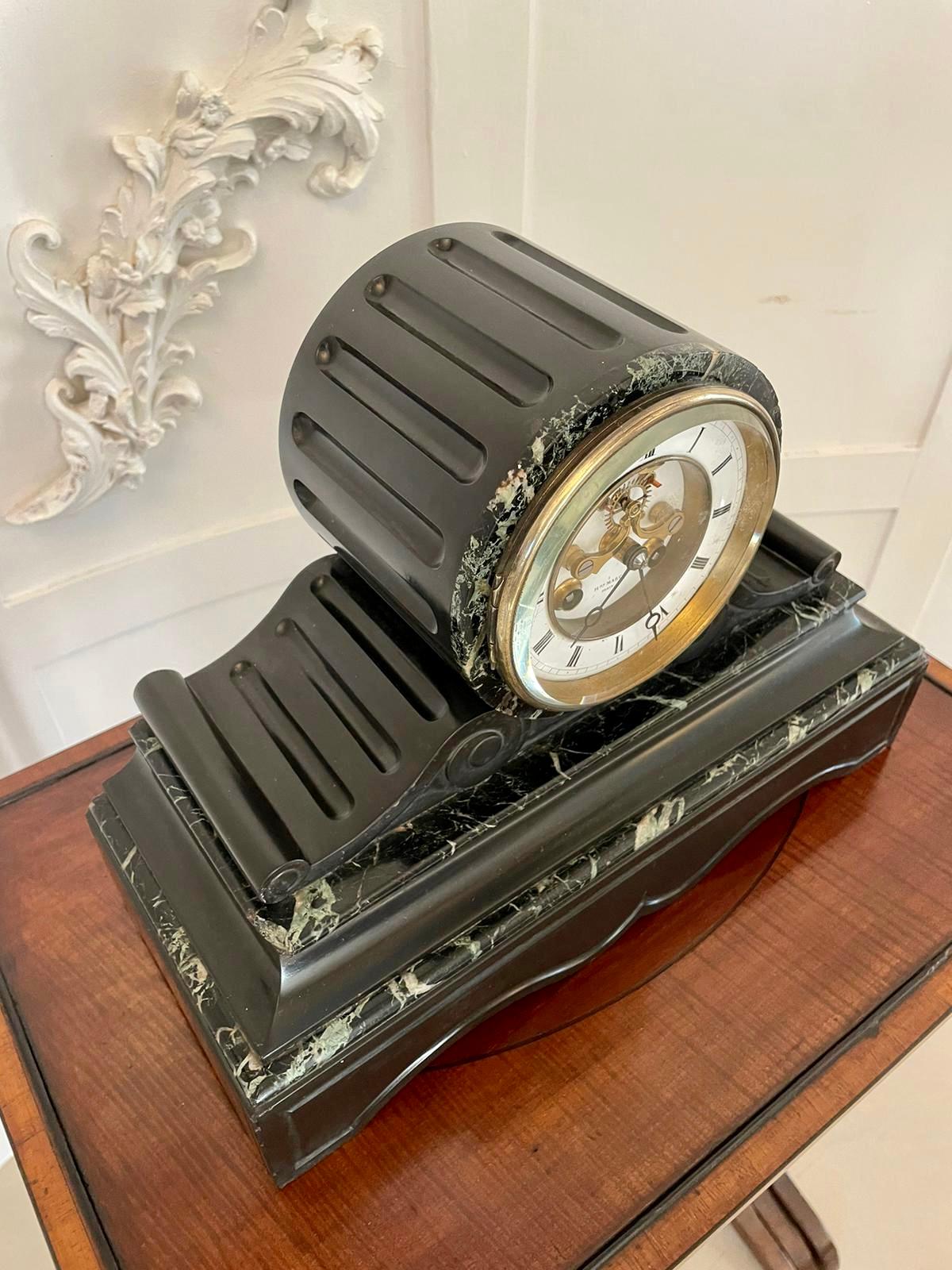 French Antique Victorian Quality Drum Head Marble Mantle Clock