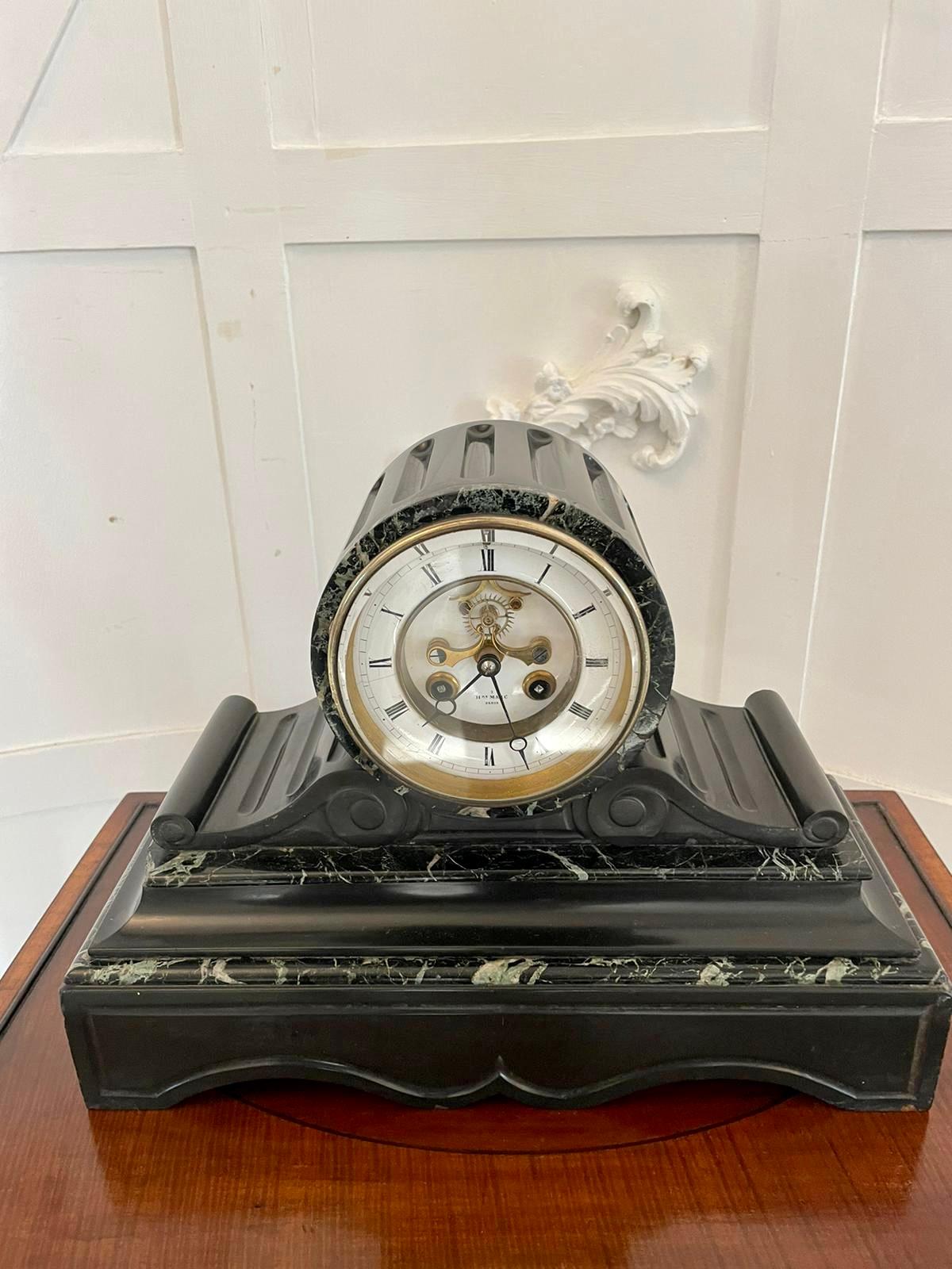 Antique Victorian Quality Drum Head Marble Mantle Clock In Good Condition In Suffolk, GB