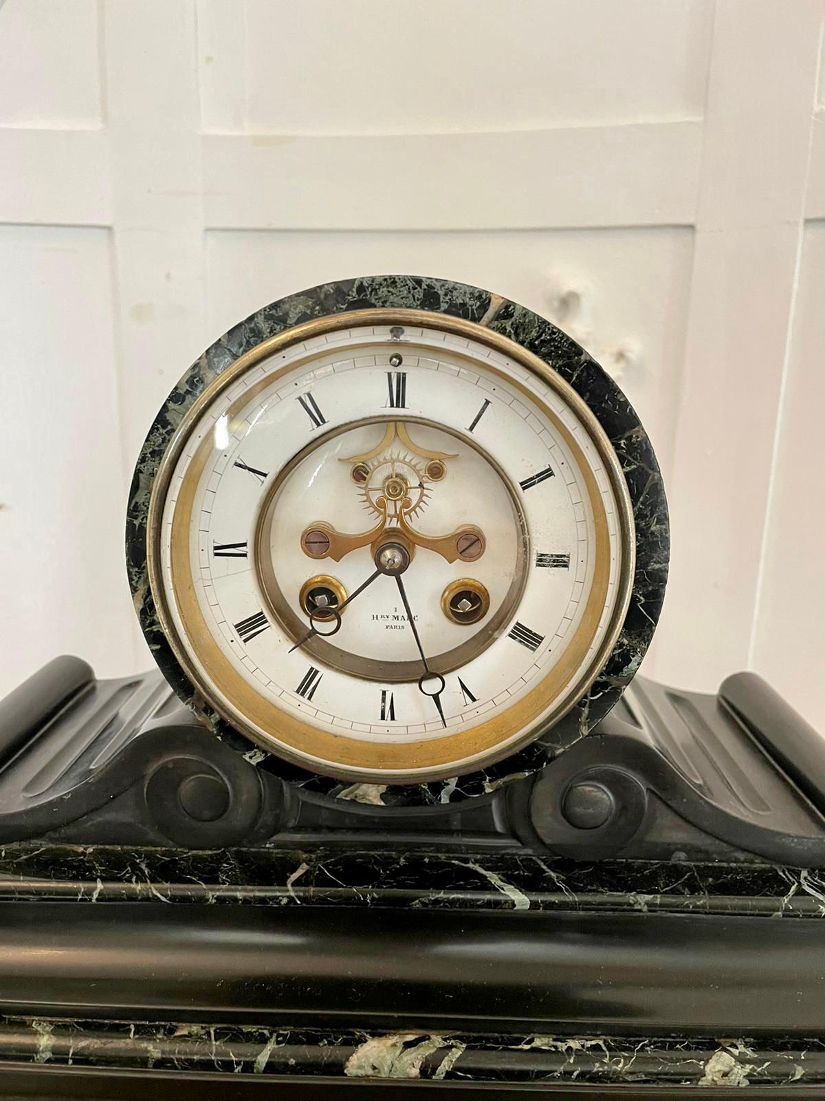 19th Century Antique Victorian Quality Drum Head Marble Mantle Clock