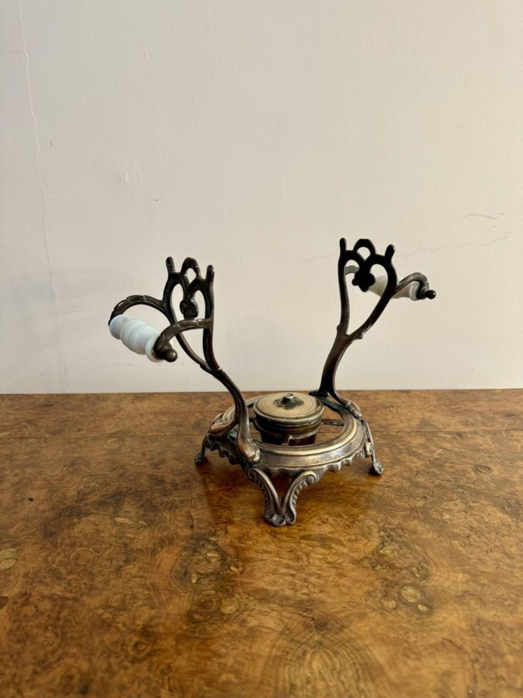 Early Victorian Antique Victorian quality Dutch copper spirit kettle For Sale