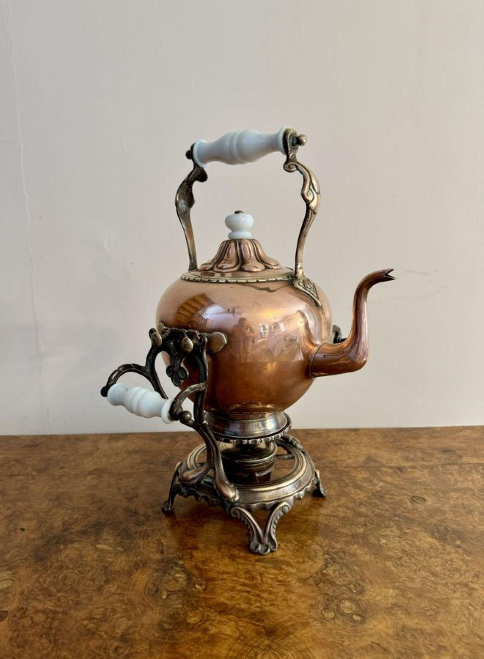 Copper Antique Victorian quality Dutch copper spirit kettle For Sale