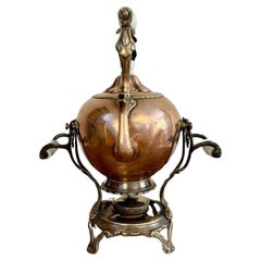 Antique Victorian quality Dutch copper spirit kettle