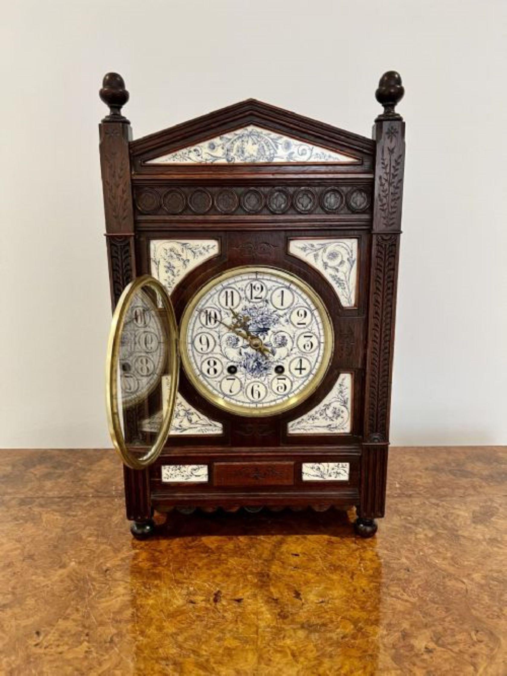 Antike viktorianische Qualität Ebenholz ästhetische Bewegung Mantel Uhr  (Viktorianisch) im Angebot