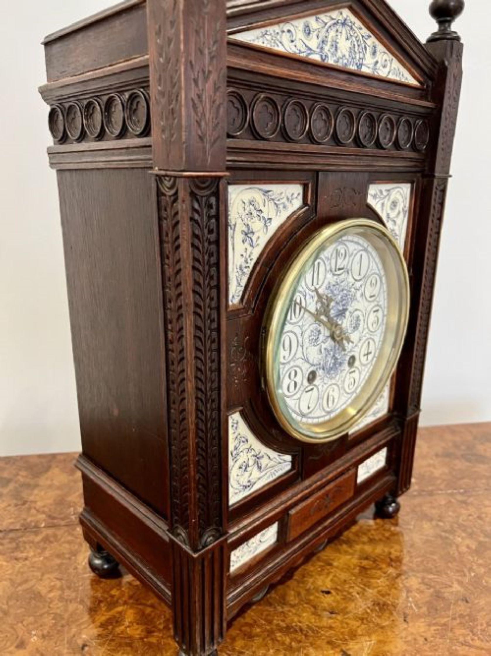 Antike viktorianische Qualität Ebenholz ästhetische Bewegung Mantel Uhr  (19. Jahrhundert) im Angebot