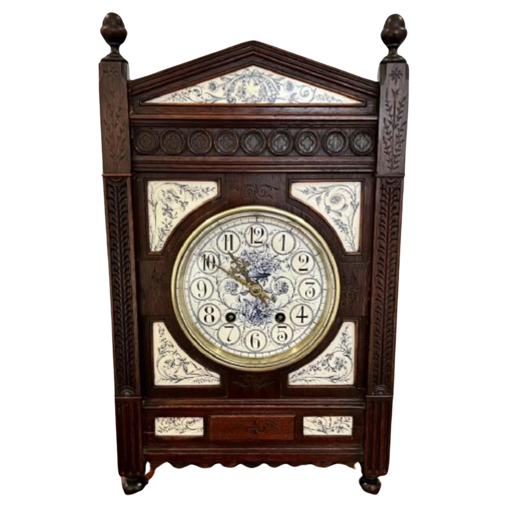 Antike viktorianische Qualität Ebenholz ästhetische Bewegung Mantel Uhr 