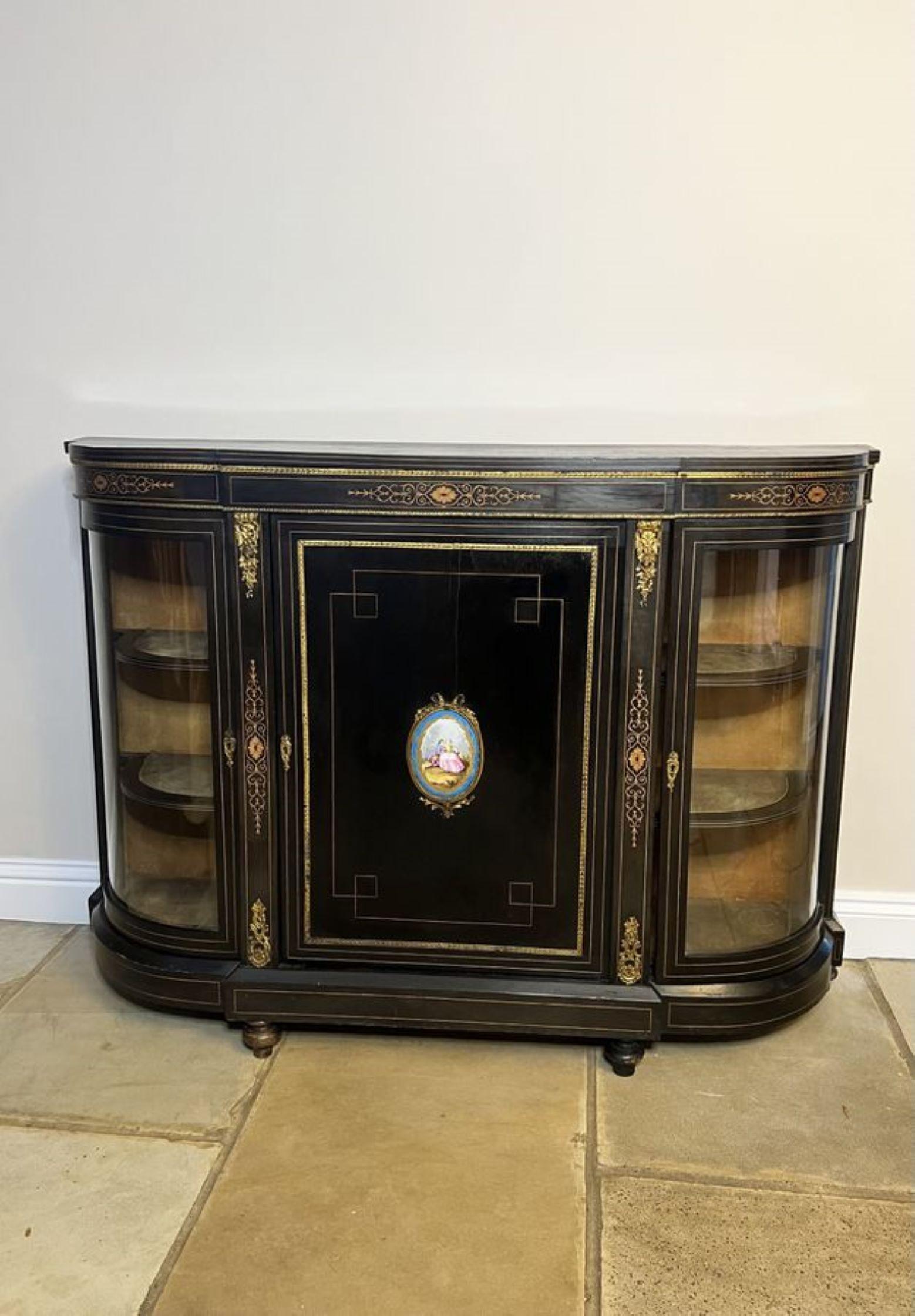 19th Century Antique Victorian quality ebonised inlaid credenza  For Sale