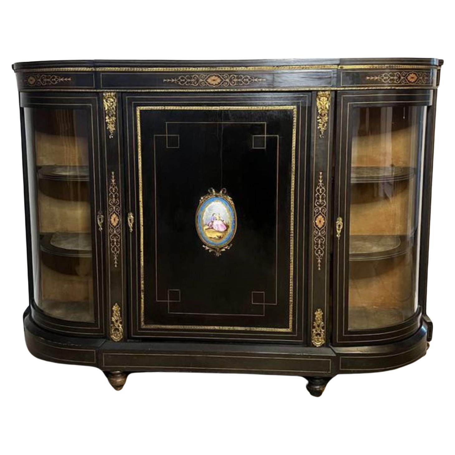 Antique Victorian quality ebonised inlaid credenza  For Sale