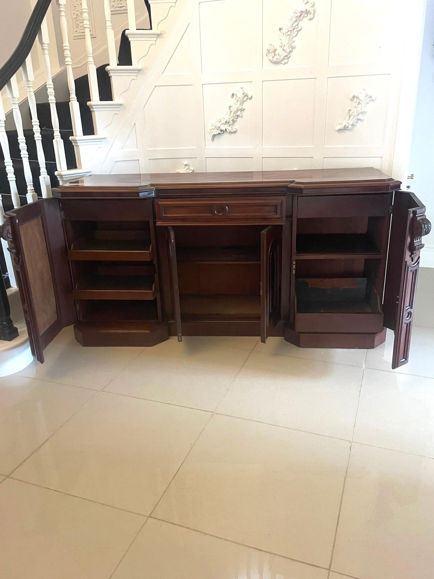 English Antique Victorian Quality Figured Mahogany Four Door Sideboard