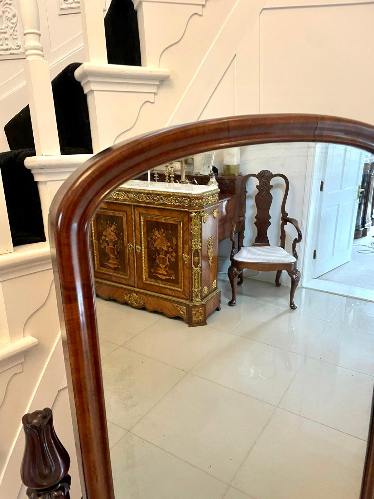 19th Century Antique Victorian Quality Figured Mahogany Free Standing Cheval Mirror  For Sale