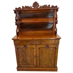 Antico Chiffoniere / Credenza a due piani in mogano figurato di qualità vittoriana