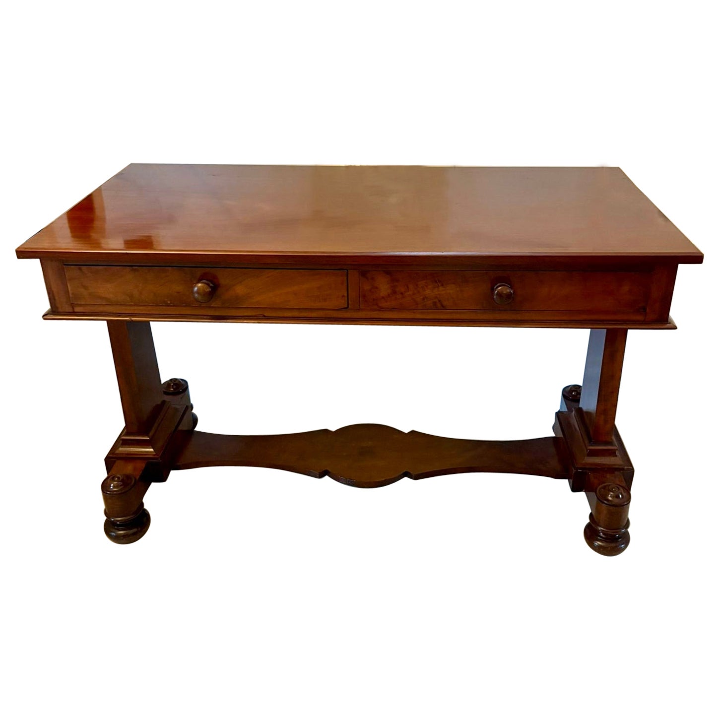 Mesa/Escritorio Antiguo de Caoba Figurada de Calidad Victoriana