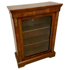 Antike viktorianische Qualität Figured Walnut Satinwood Intarsien Vitrine