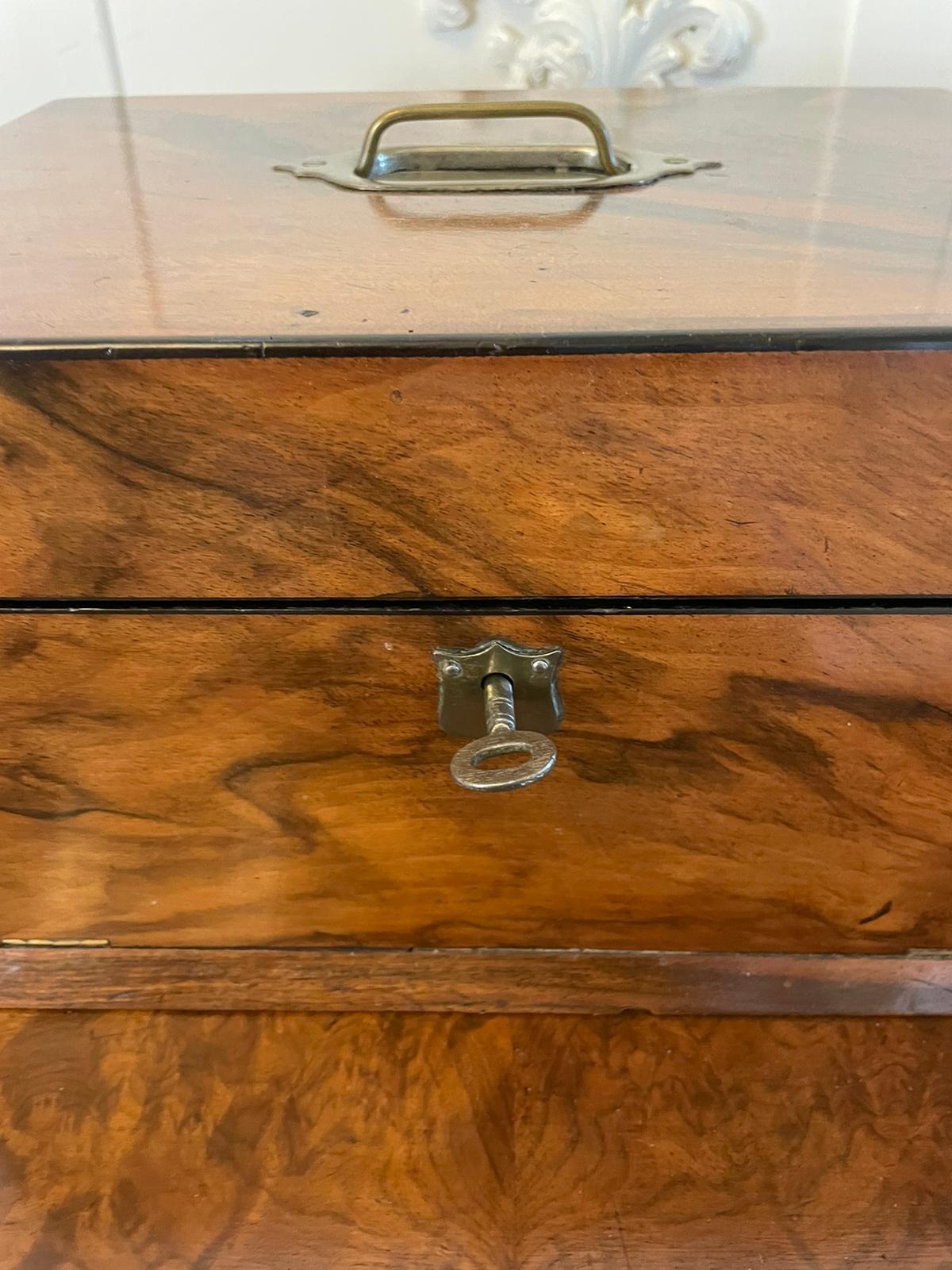 Antique Victorian Quality Figured Walnut Sewing Box For Sale 5