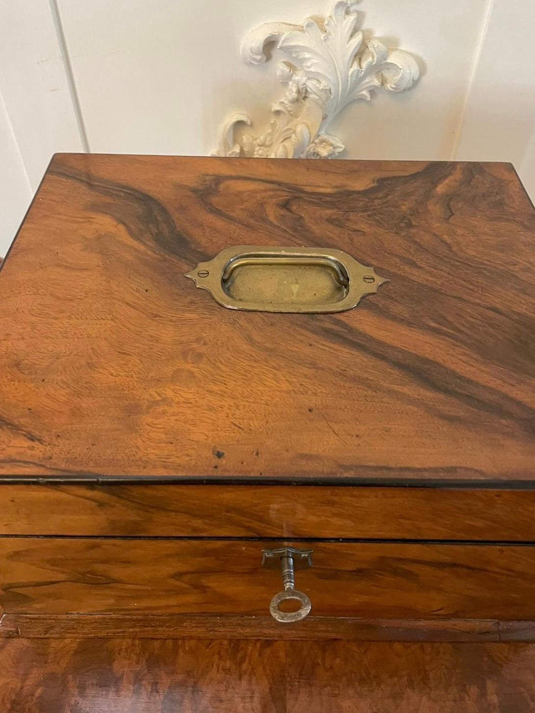 Antique Victorian Quality Figured Walnut Sewing Box For Sale 4