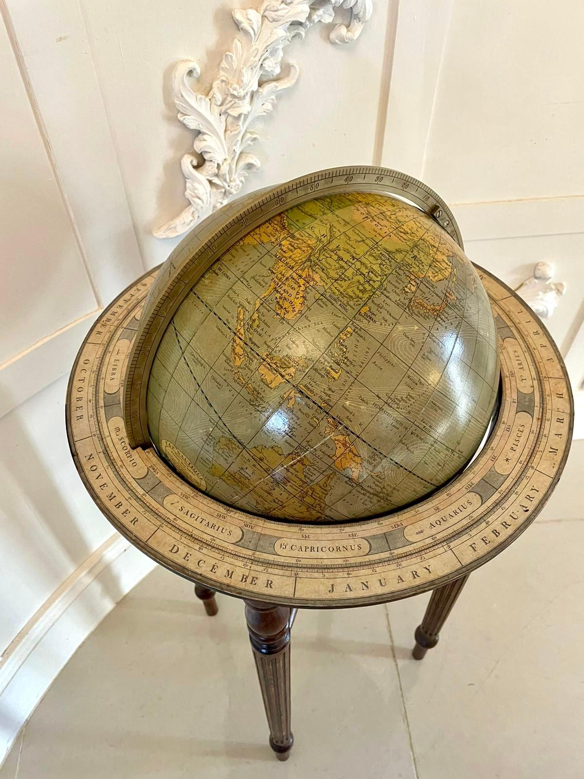 Antique Victorian Quality Floor Standing Library Globe 3