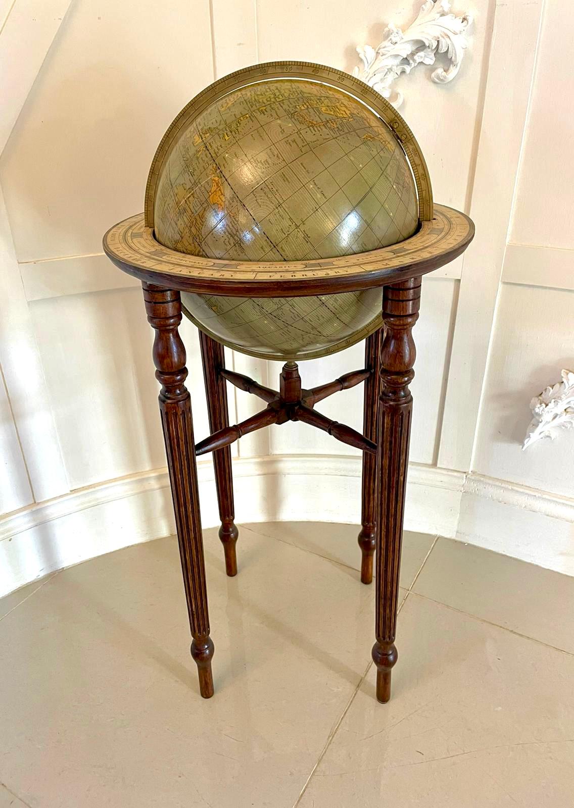 Antique Victorian Quality Floor Standing Library Globe 7