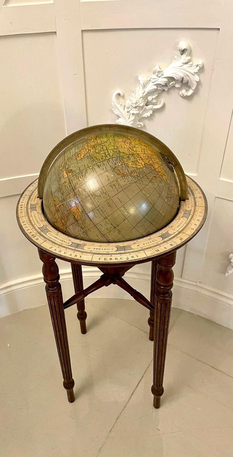 Antique Victorian Quality Floor Standing Library Globe 12