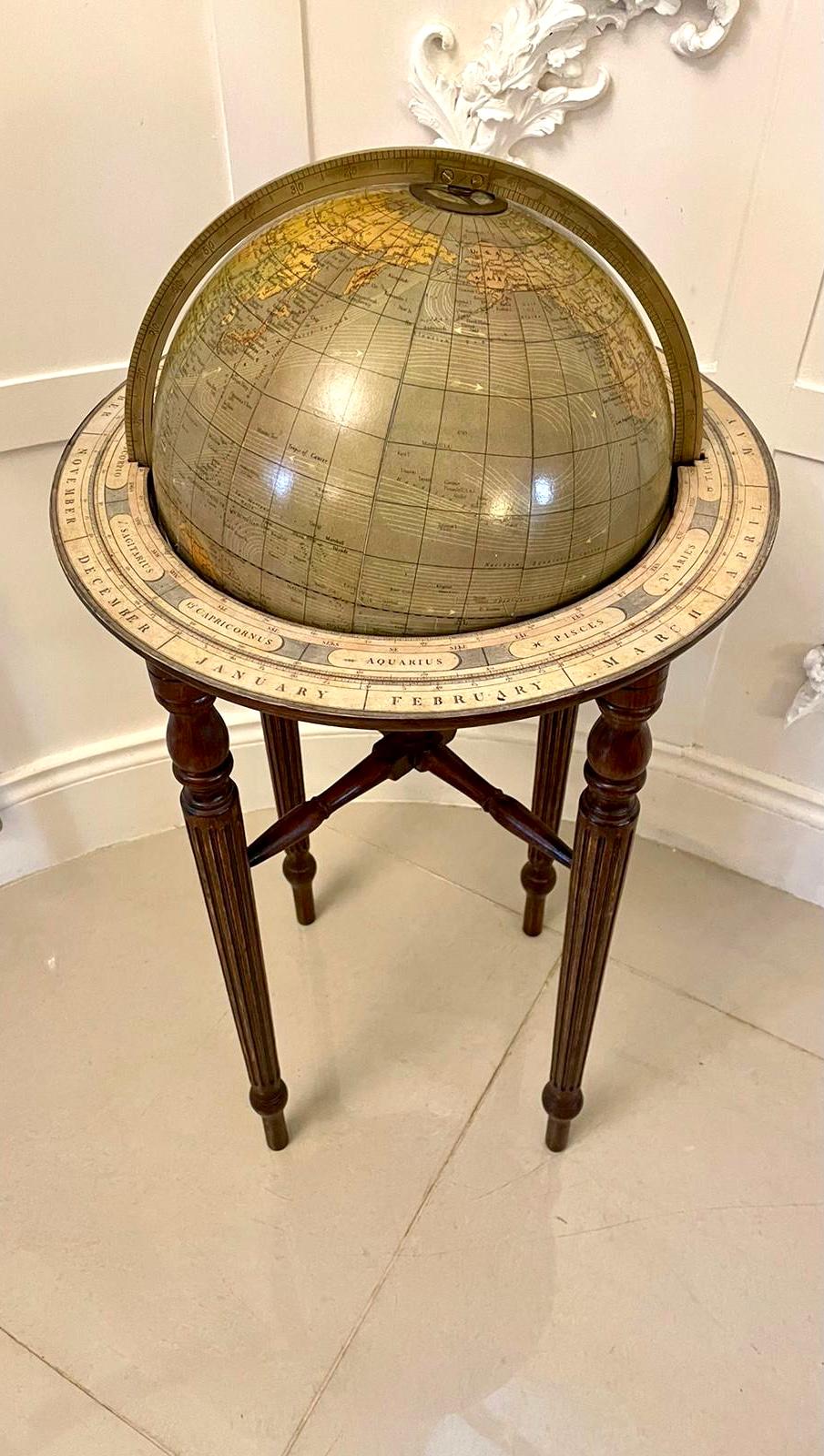 Antique Victorian Quality Floor Standing Library Globe 2