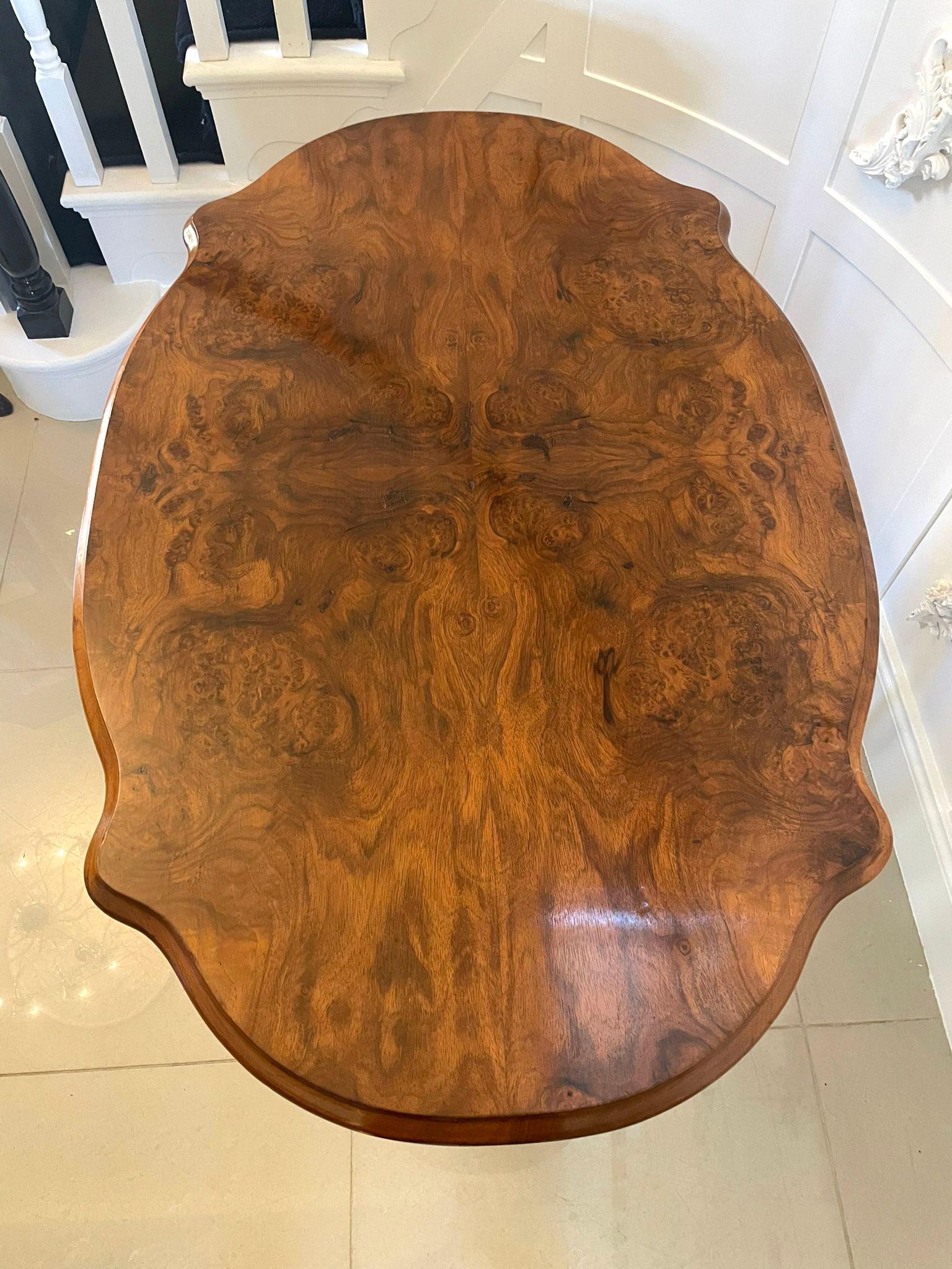 English Antique Victorian Quality Freestanding Burr Walnut Centre Table For Sale