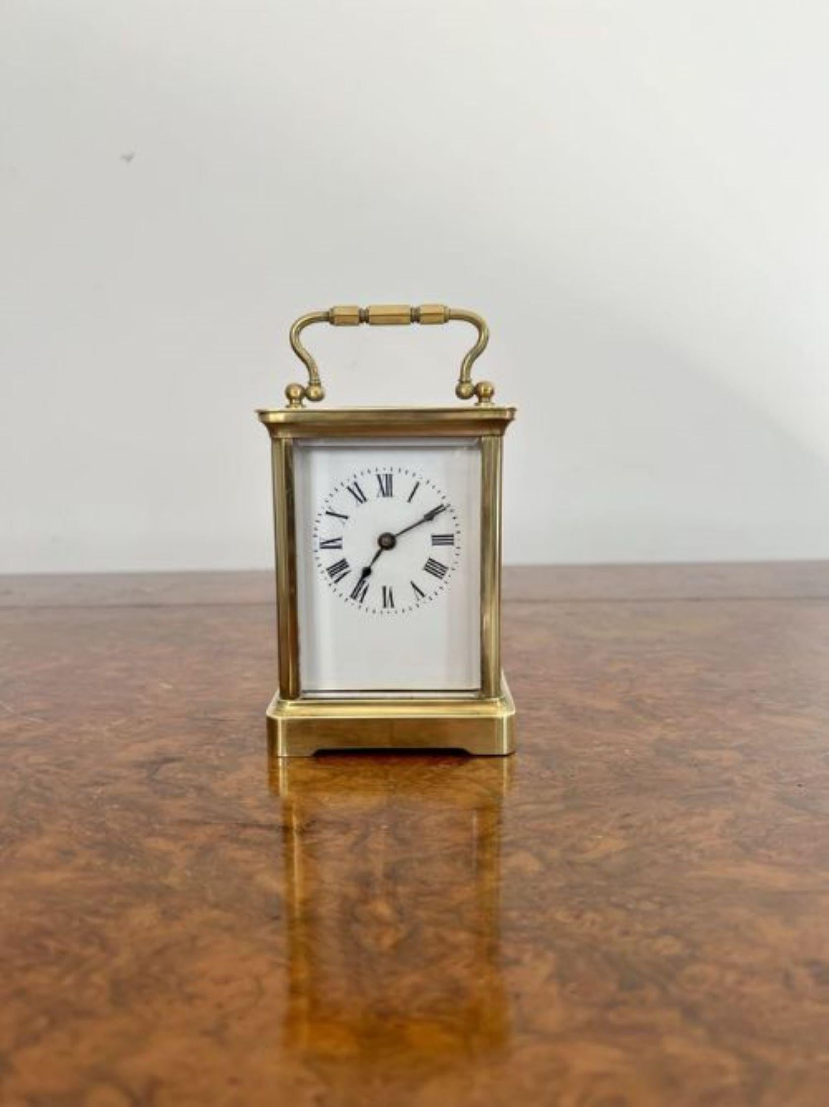 19th Century Antique Victorian quality French brass carriage clock For Sale