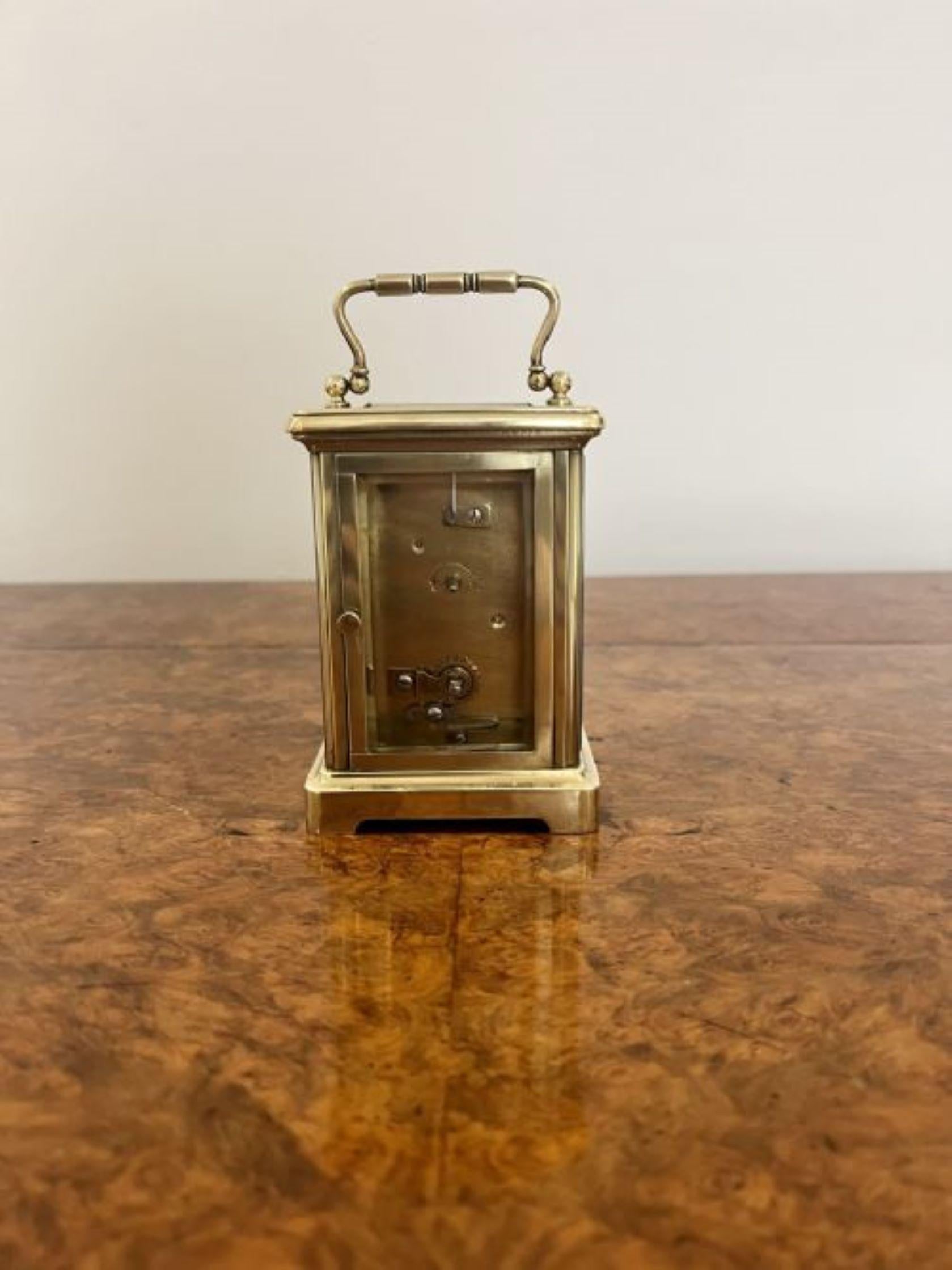 Antike viktorianische Qualität Französisch Messing Kutsche Uhr (Viktorianisch) im Angebot