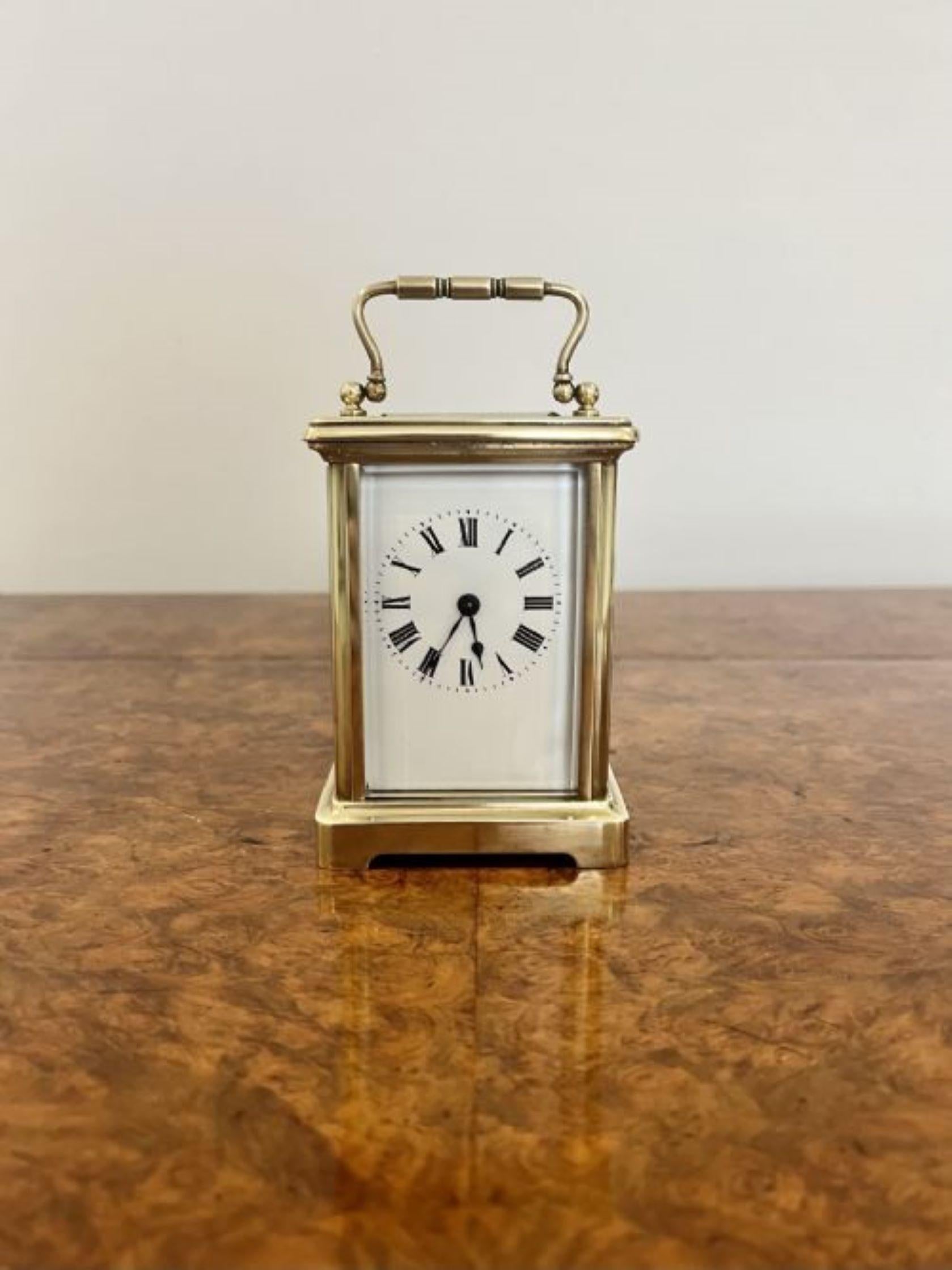 Antike viktorianische Qualität Französisch Messing Kutsche Uhr im Zustand „Gut“ im Angebot in Ipswich, GB