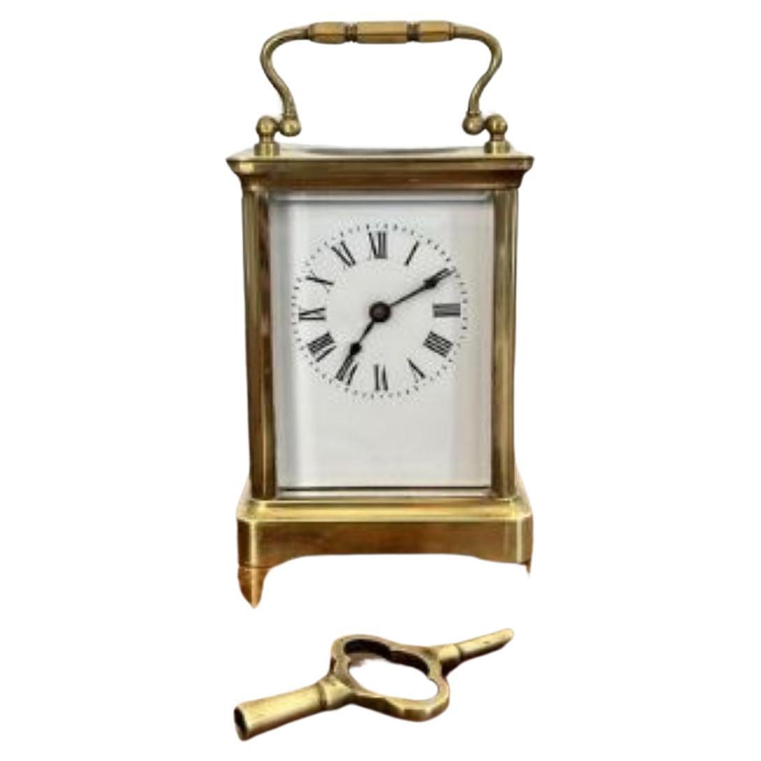 Antique Victorian quality French brass carriage clock For Sale