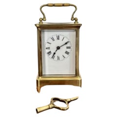 Horloge à chariot française ancienne de qualité victorienne en laiton