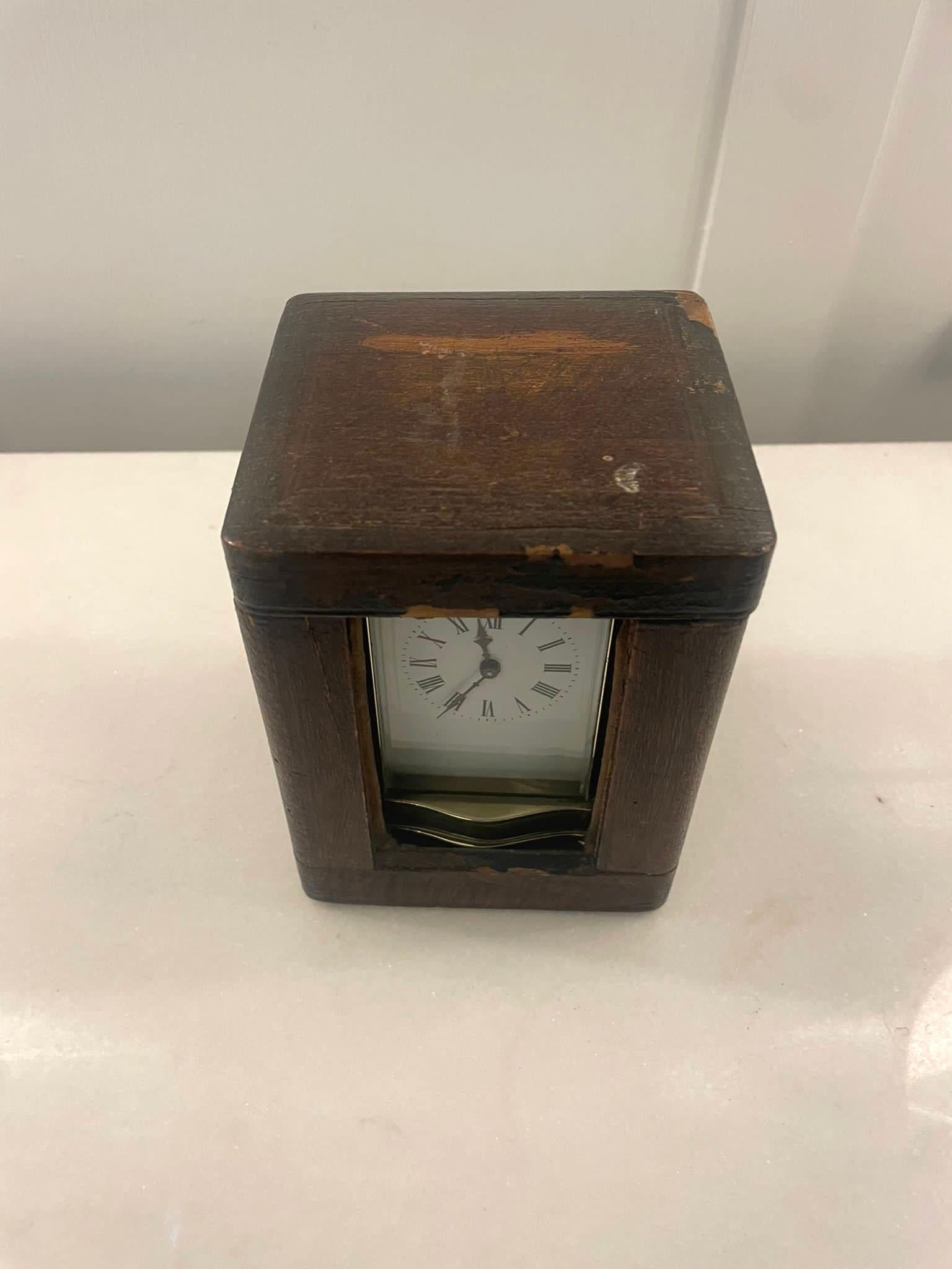 Horloge à chariot de qualité victorienne ancienne avec étui de rangement d'origine en vente 8