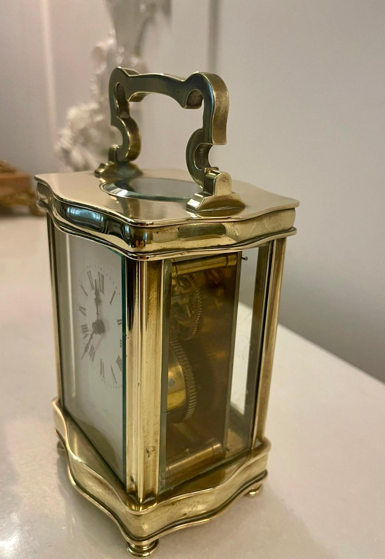 Antike viktorianische französische Reiseuhr in viktorianischer Qualität mit Original Tragetasche im Zustand „Gut“ im Angebot in Suffolk, GB
