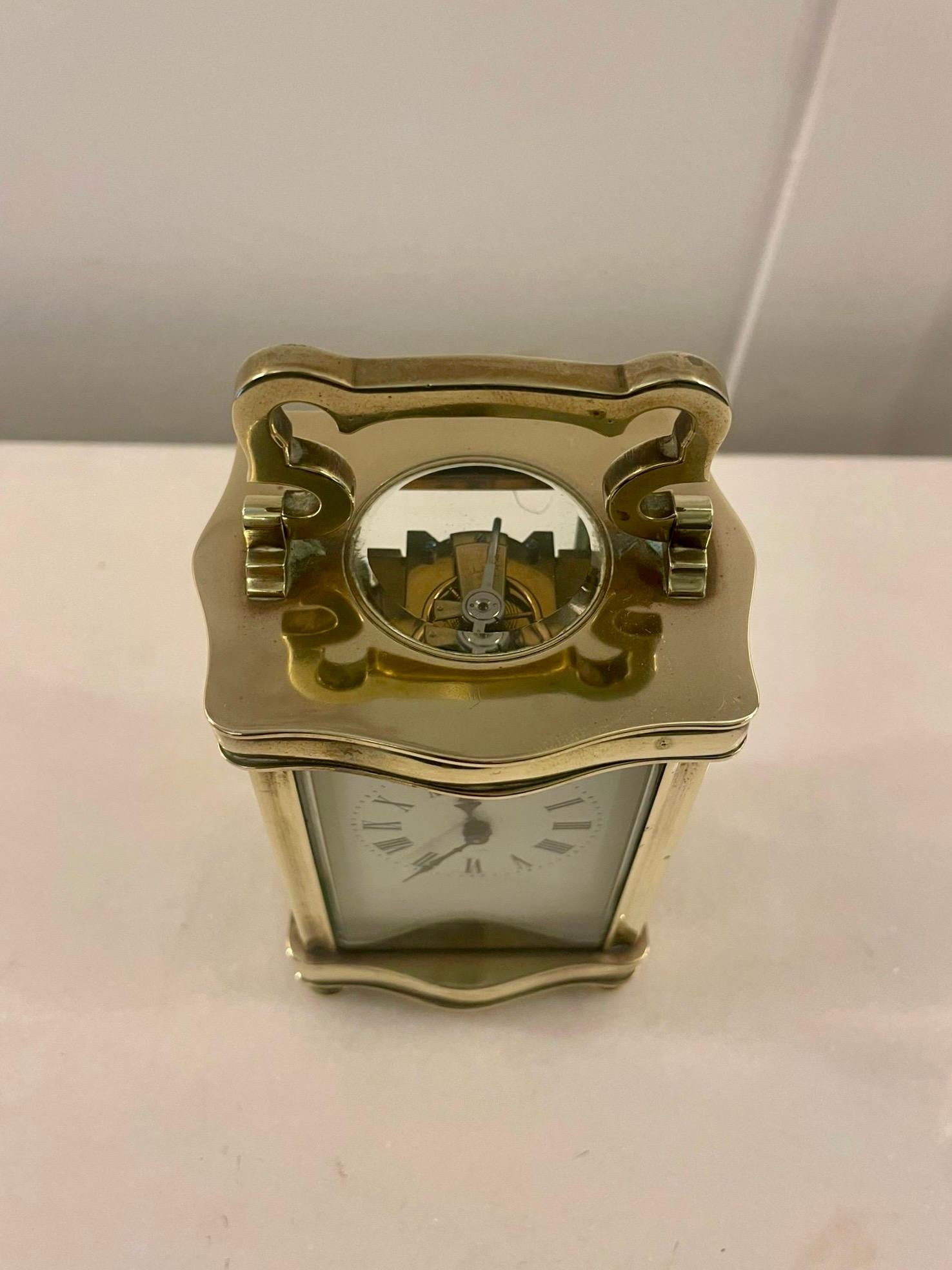Laiton Horloge à chariot de qualité victorienne ancienne avec étui de rangement d'origine en vente
