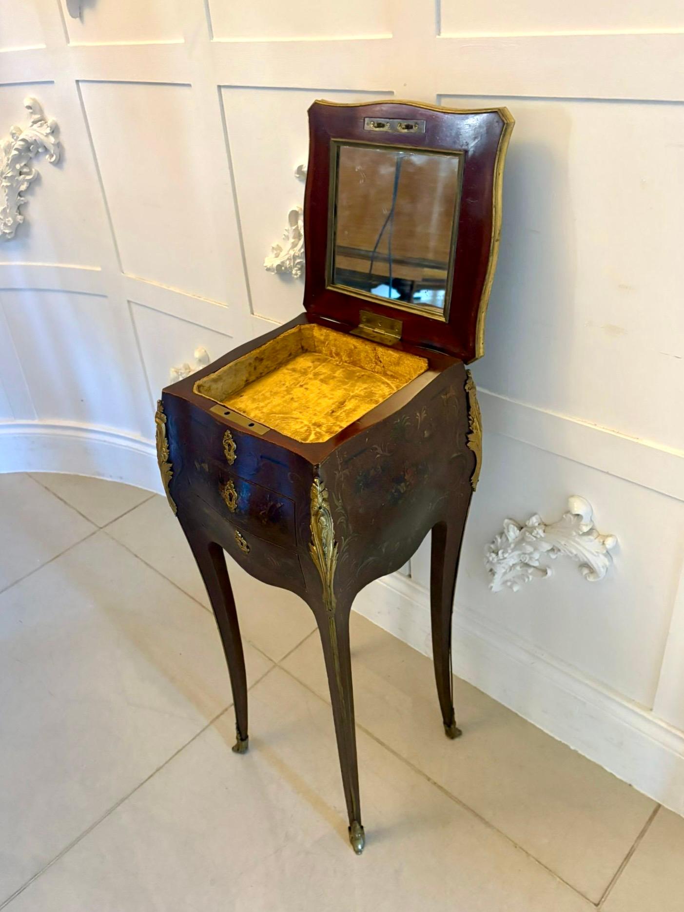 Antigua mesa lámpara de joyería con montura de ormolu y laca francesa de calidad victoriana en venta 10