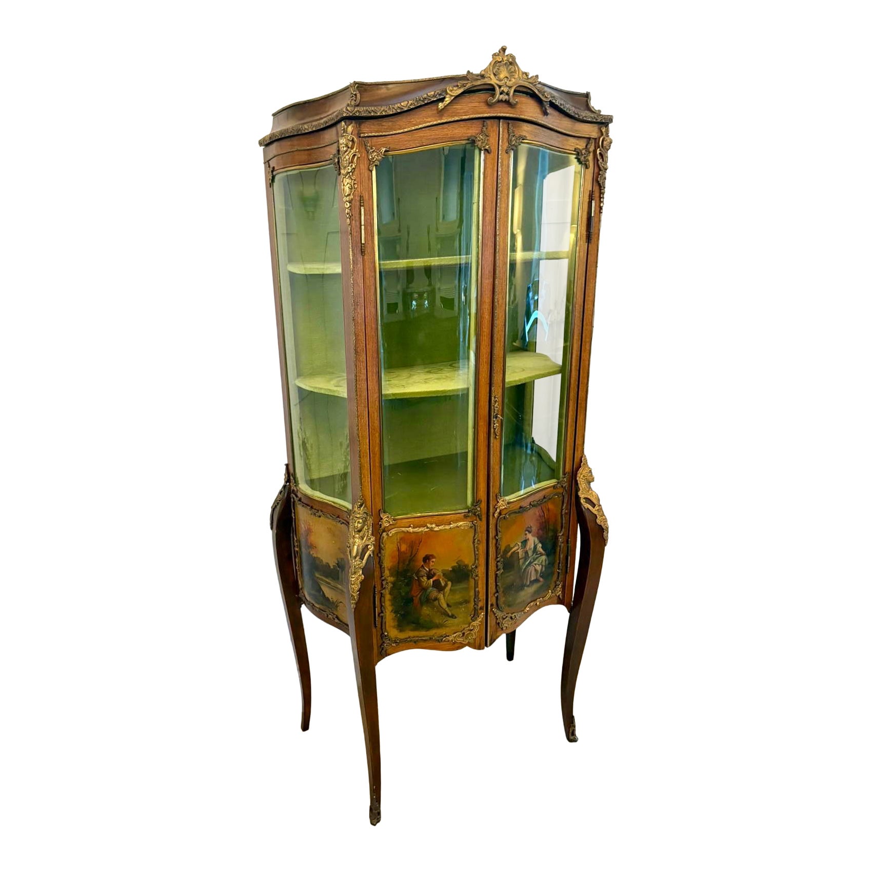 Antique French Vernis Martin, di qualità vittoriana, è una vetrinetta/vetrina da esposizione