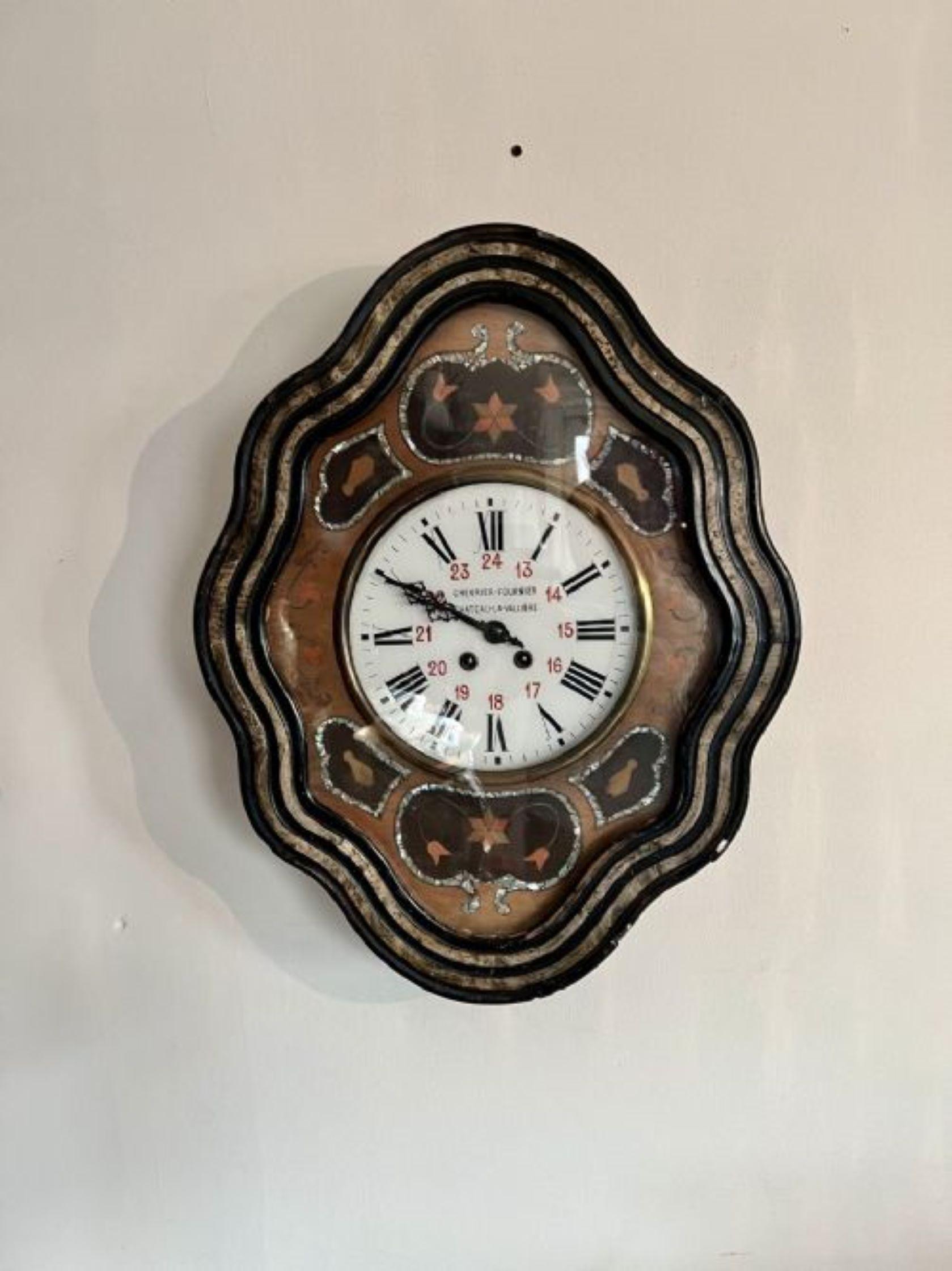 Antique Victorian quality French wall clock  In Good Condition For Sale In Ipswich, GB