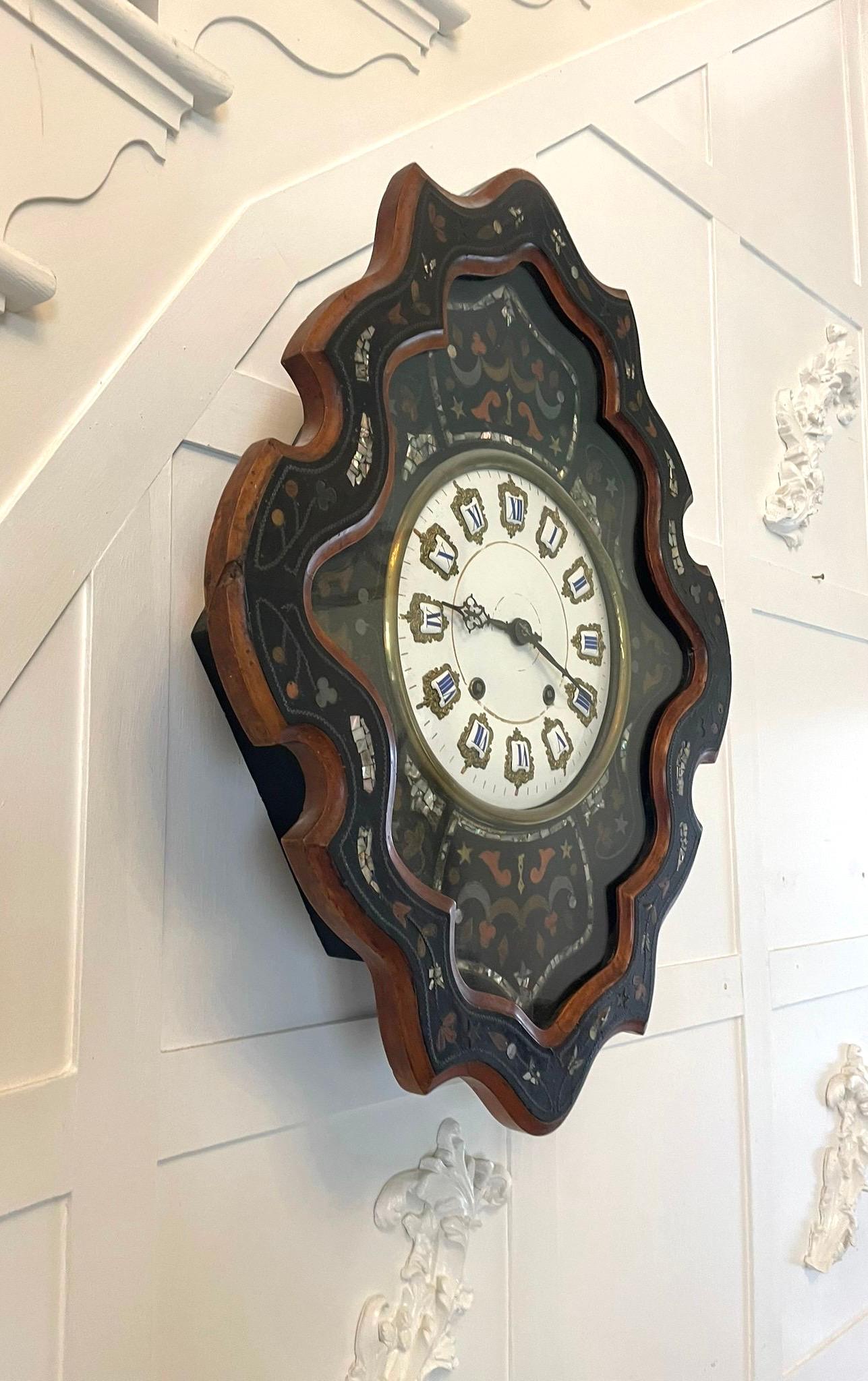 Ebony Antique Victorian Quality French Wall Clock  For Sale