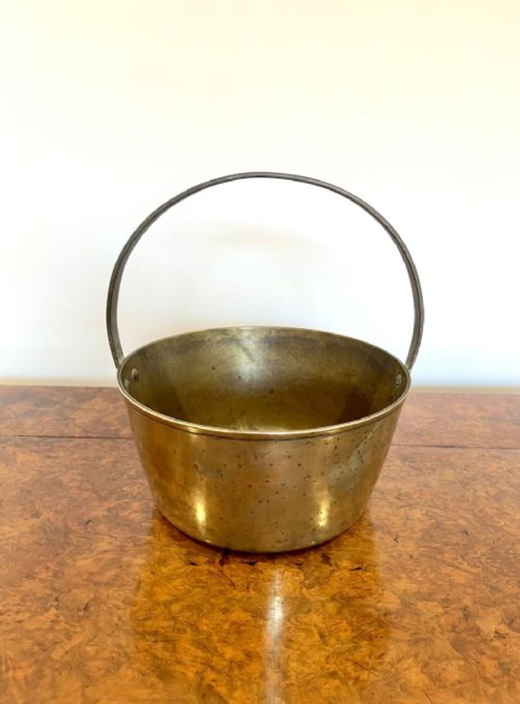 19th Century Antique Victorian Quality Heavy Brass Jam Pale For Sale