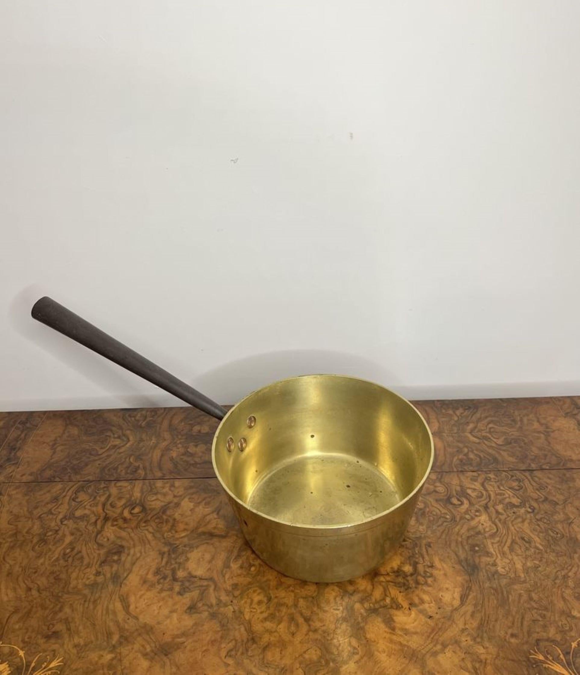 Brass Antique Victorian quality heavy brass jam pan For Sale