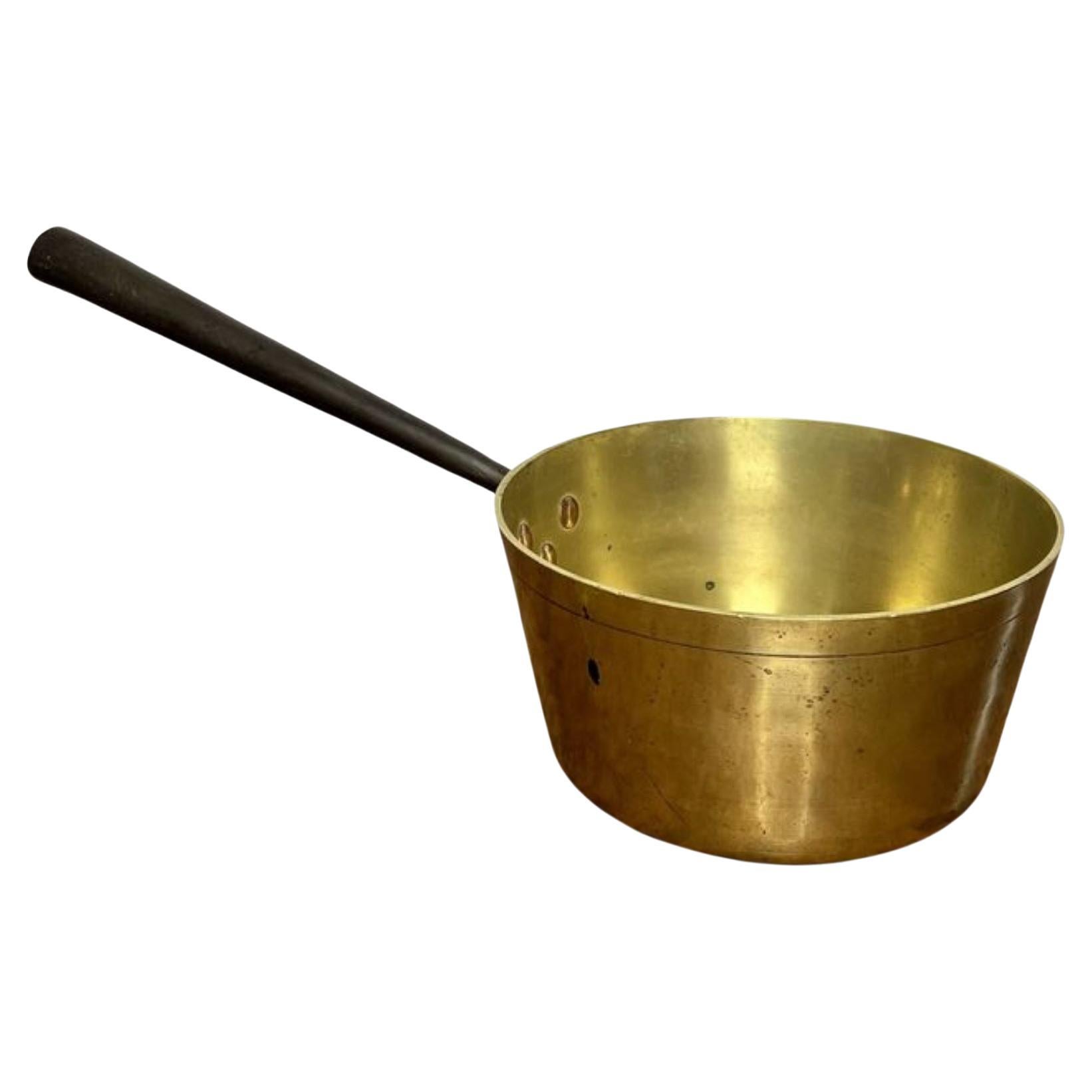 Antique Victorian quality heavy brass jam pan  For Sale