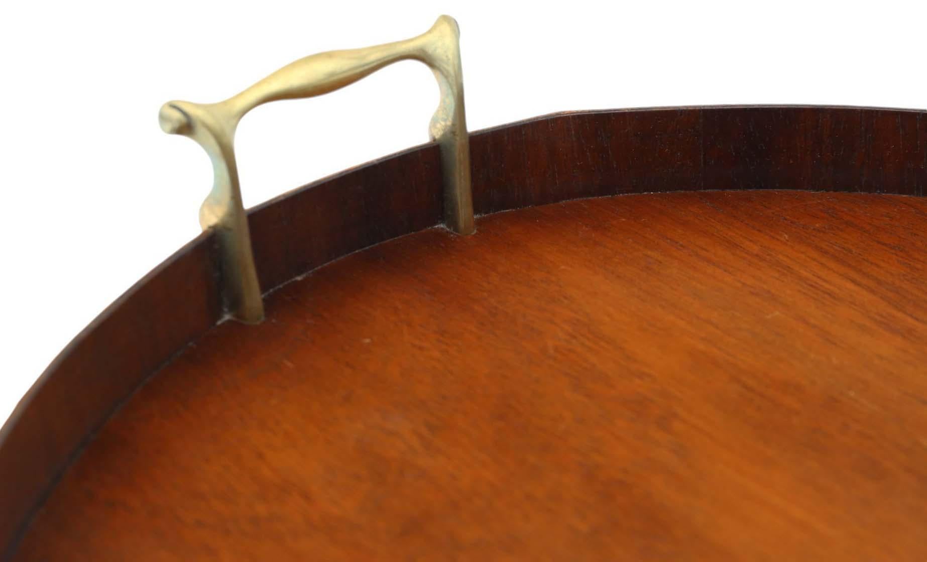 Antique Victorian quality inlaid mahogany oval serving tray tea C1900 In Good Condition In Wisbech, Cambridgeshire