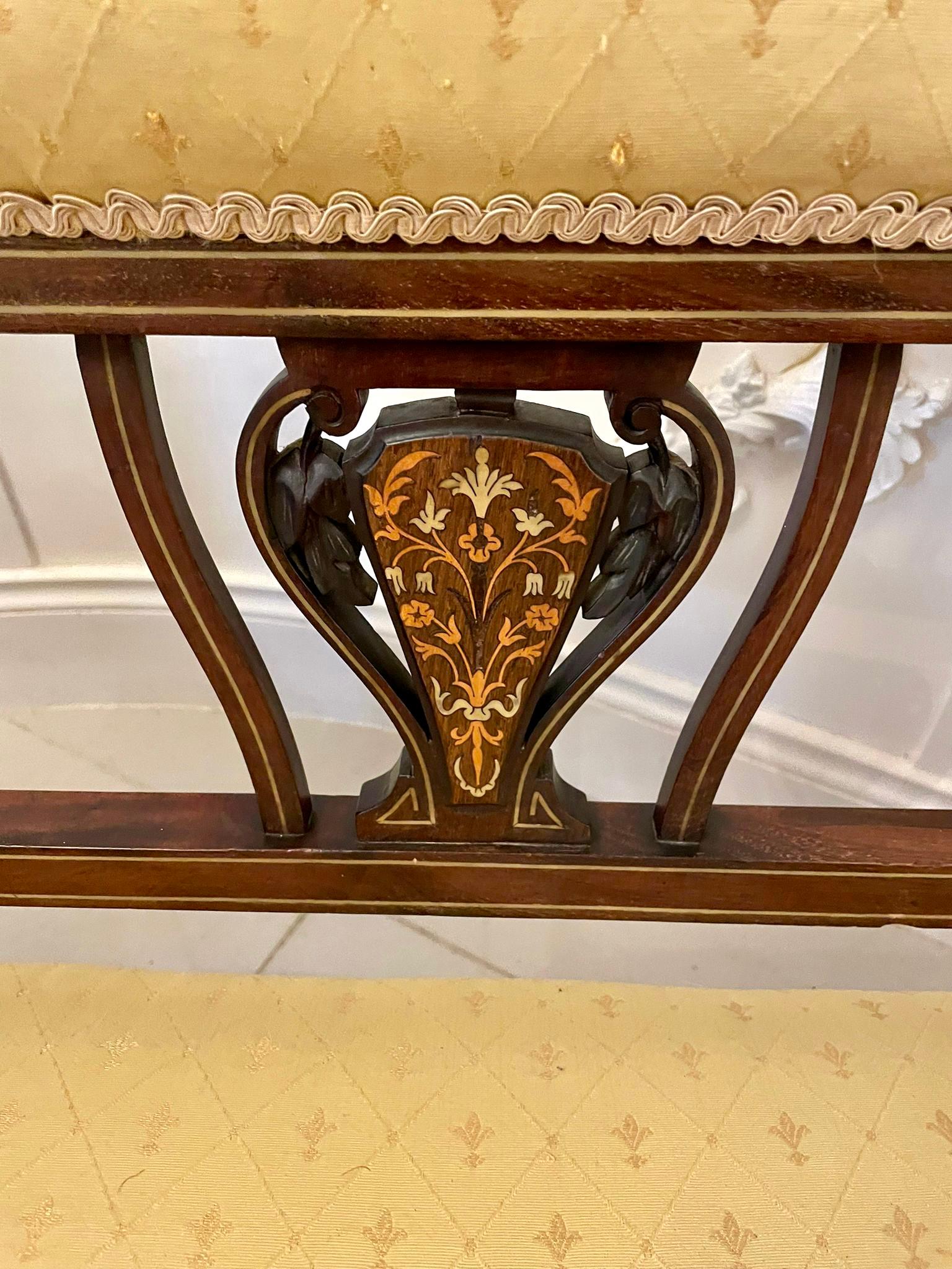 English Antique Victorian Quality Inlaid Mahogany Settee For Sale