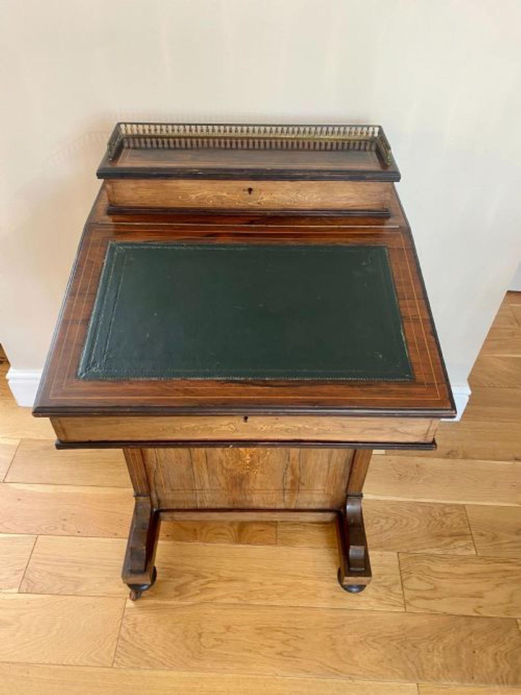 Antique Victorian Quality Inlaid Rosewood Freestanding Davenport Desk For Sale 3