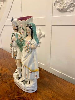 Antique Victorian Quality Large Flat Back Staffordshire Figure