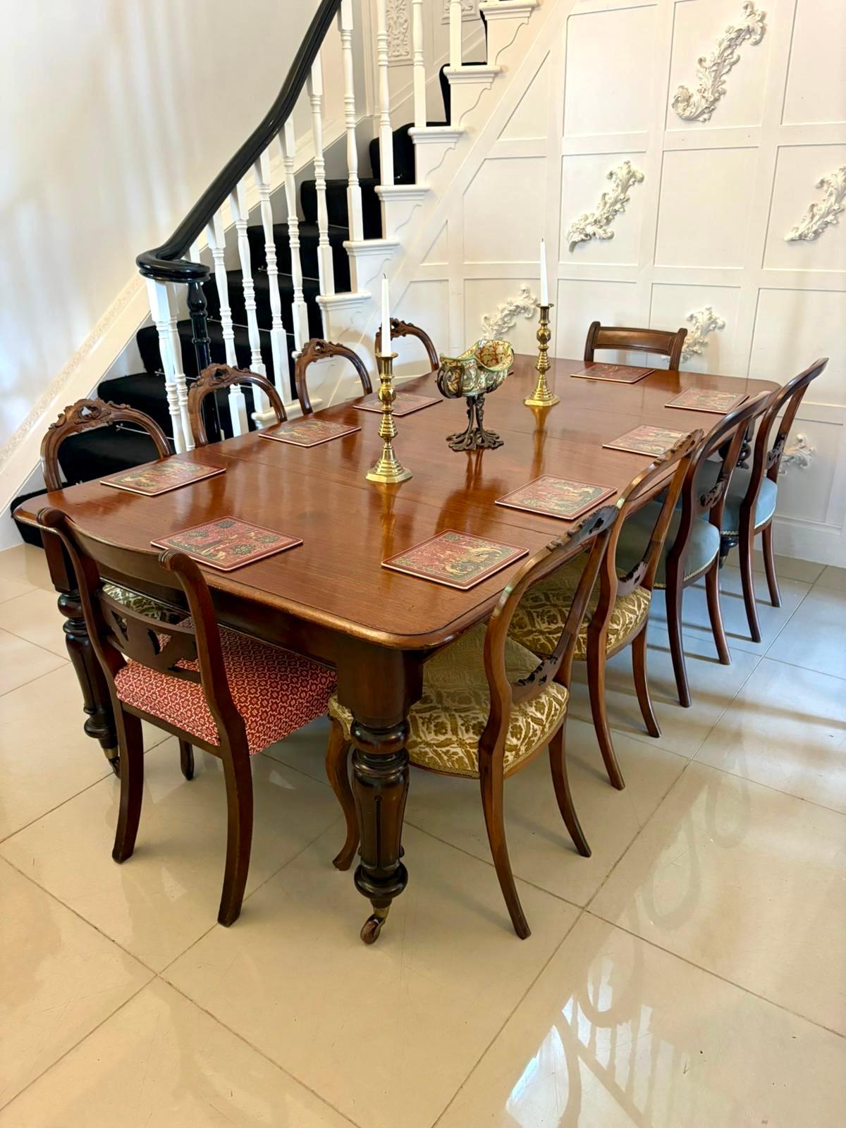 Antique Victorian Quality Mahogany 10 Seater Extending Dining Table For Sale 1