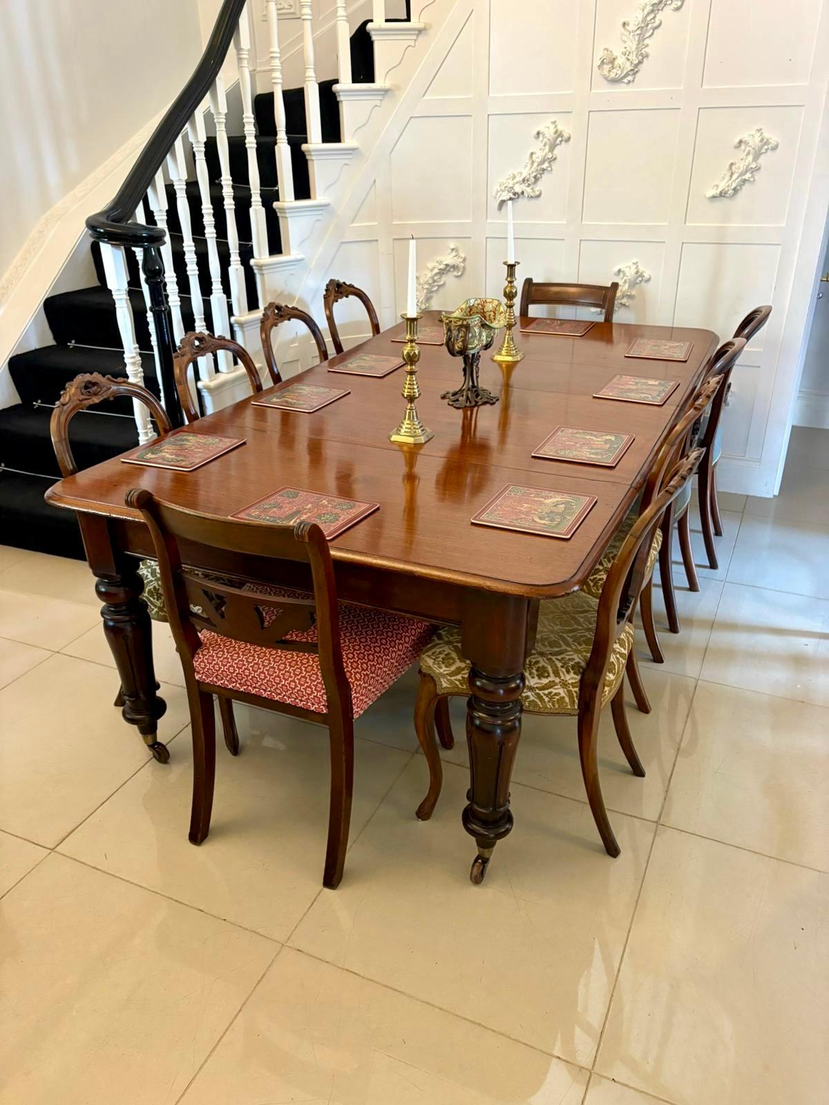 Antique Victorian Quality Mahogany 10 Seater Extending Dining Table For Sale 2