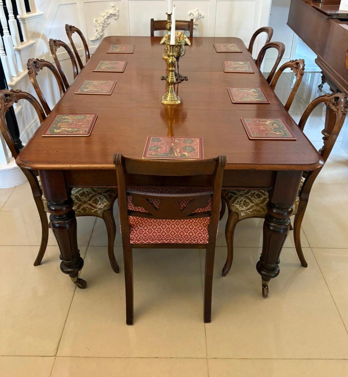 Antique Victorian Quality Mahogany 10 Seater Extending Dining Table For Sale 3