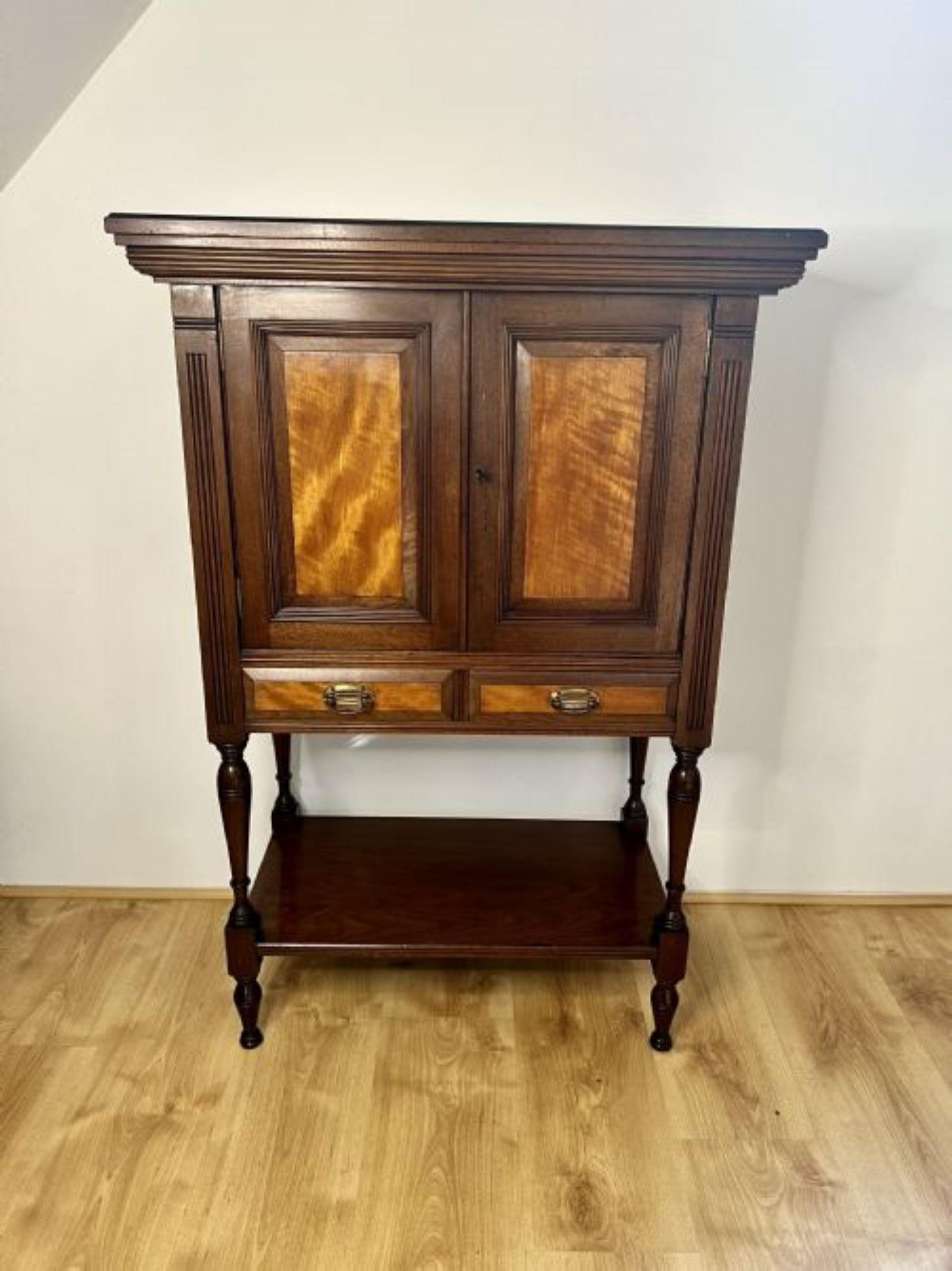 19th Century Antique Victorian quality mahogany and satinwood side cabinet  For Sale