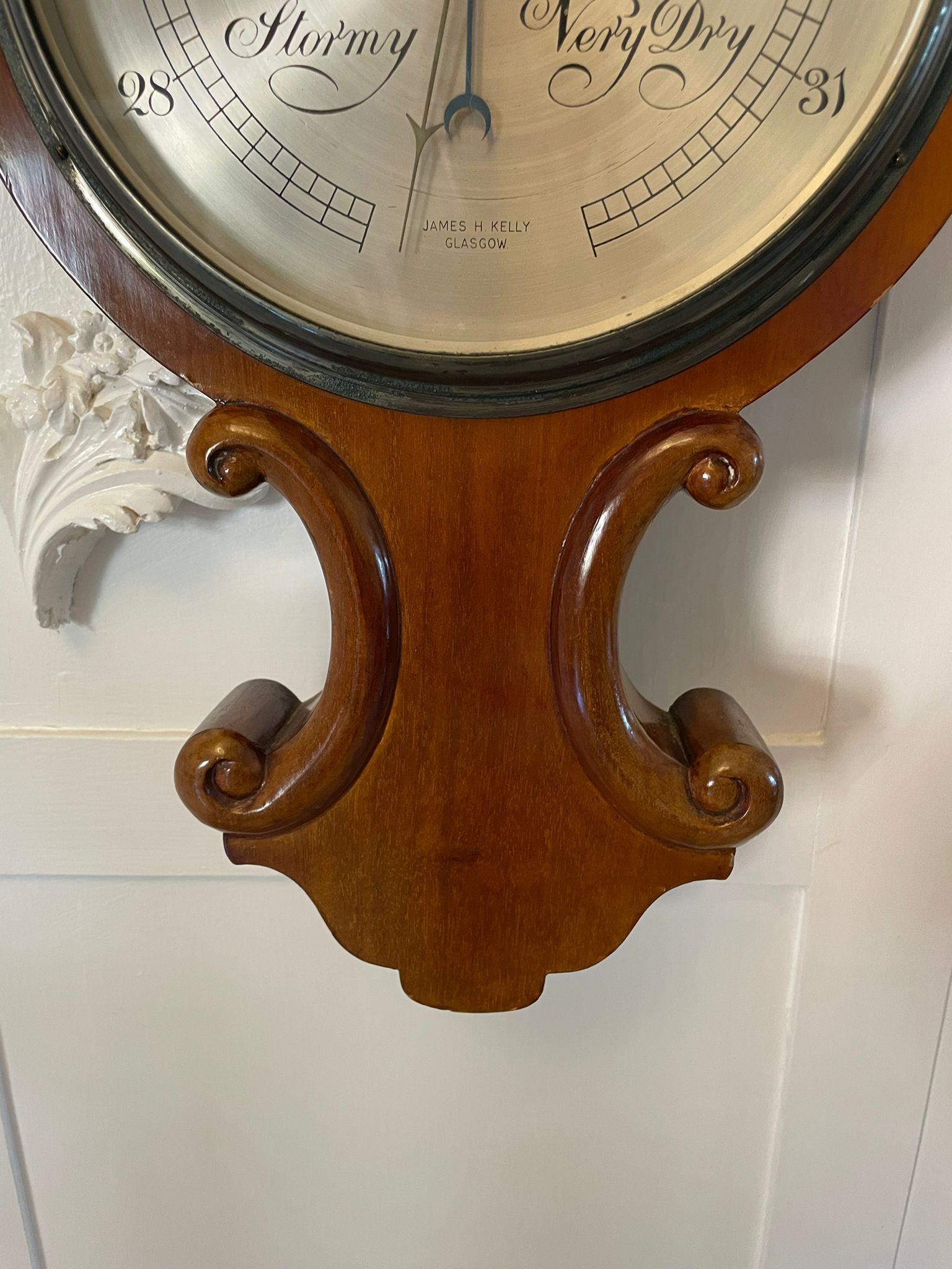 Late 19th Century Antique Victorian Quality Mahogany Banjo Barometer by James H Kelly of Glasgow  For Sale