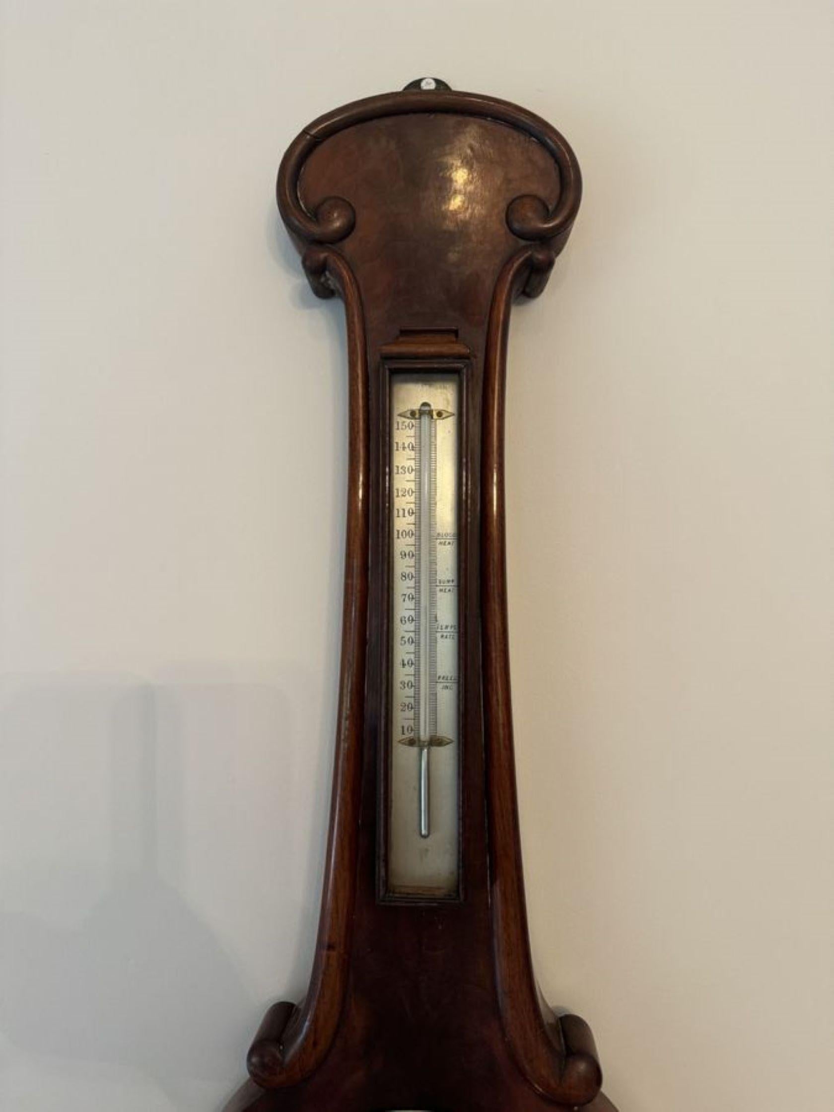 Antiguo barómetro banjo de caoba de calidad victoriana siglo XIX en venta